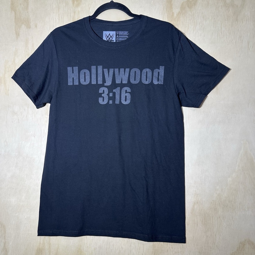 WWE Hollywood 3:16 T-Shirt‎ M Black 2023 Authentic Skull Back Graphic Wrestling